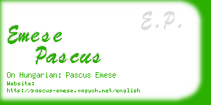 emese pascus business card